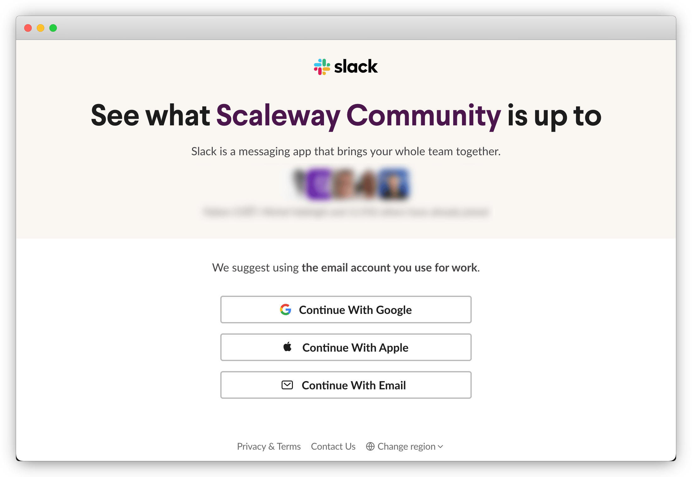 Scaleway Slack Community signup page